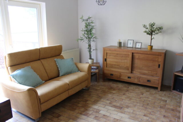 Salon rénové meilleur circulation fluide agencement nouveau canapé