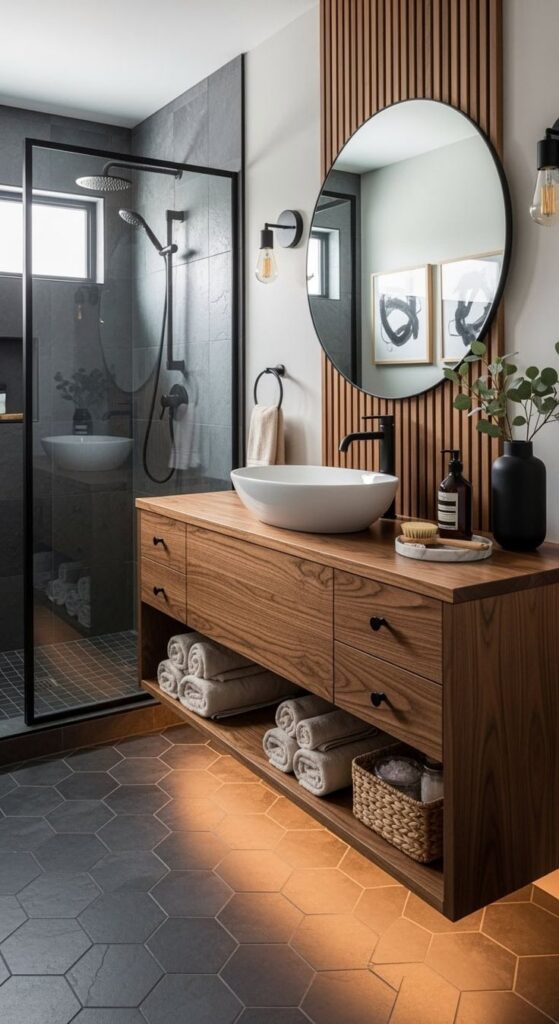 Quelques conseils pour une salle de bain facile à nettoyer salle de bain foncée au mur