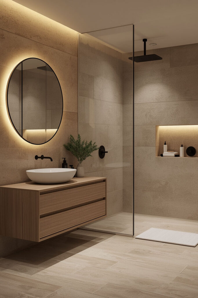 Quelques conseils pour une salle de bain facile à nettoyer salle de bain moderne lumière autour du miroir